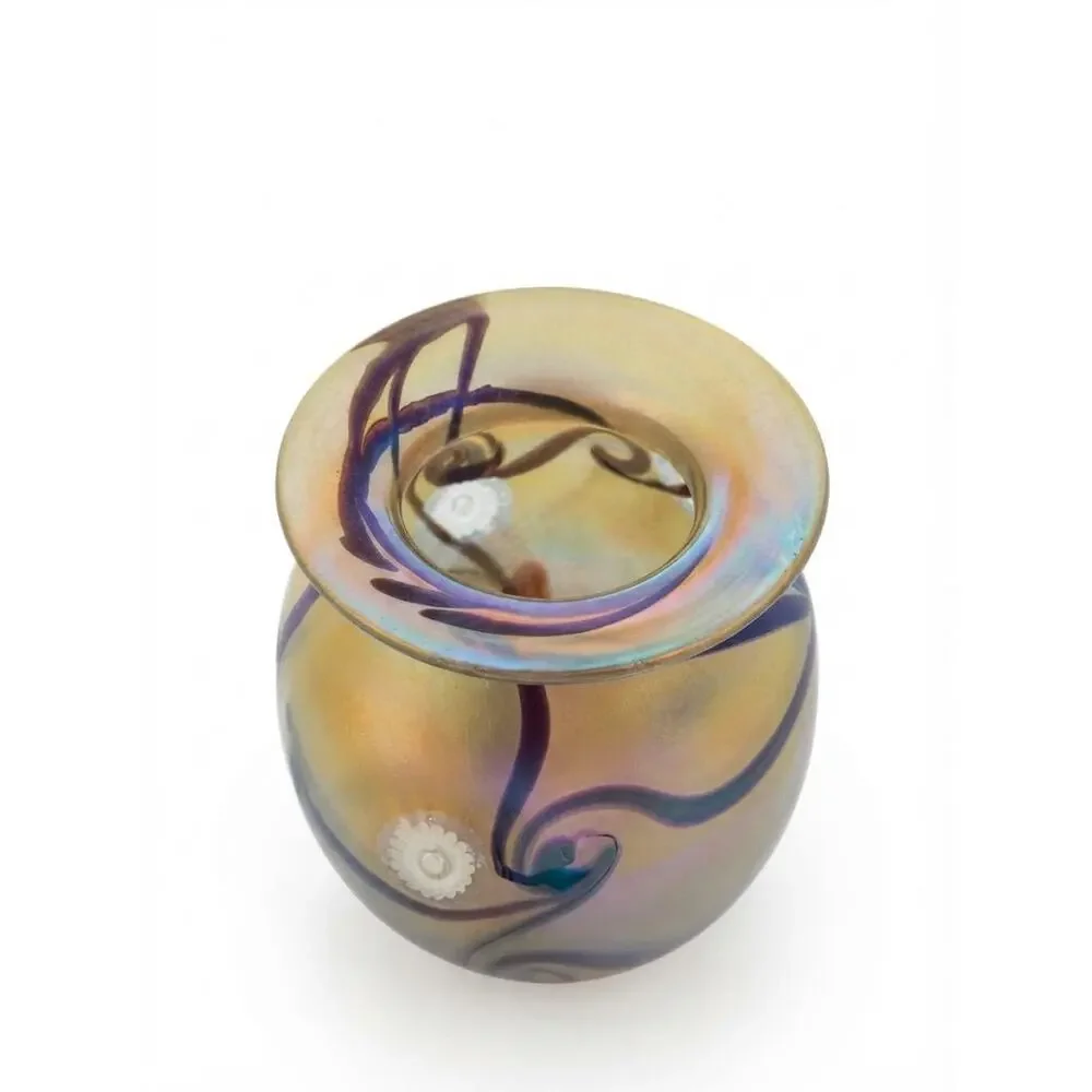 Vintage 1991 Robert Eickholt Signed Studio Art Glass Iridescent Hand Blown Vase